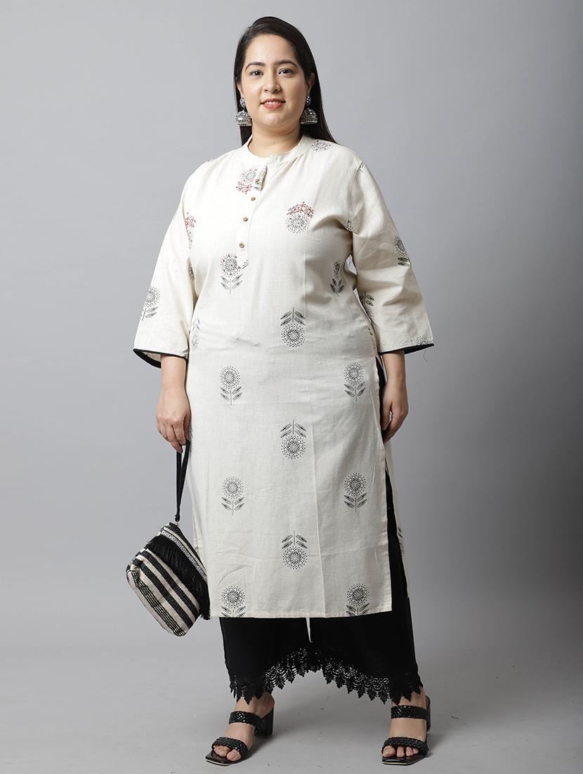 women plus size floral printed straight kurta - 21745892 -  Zoom Image - 0