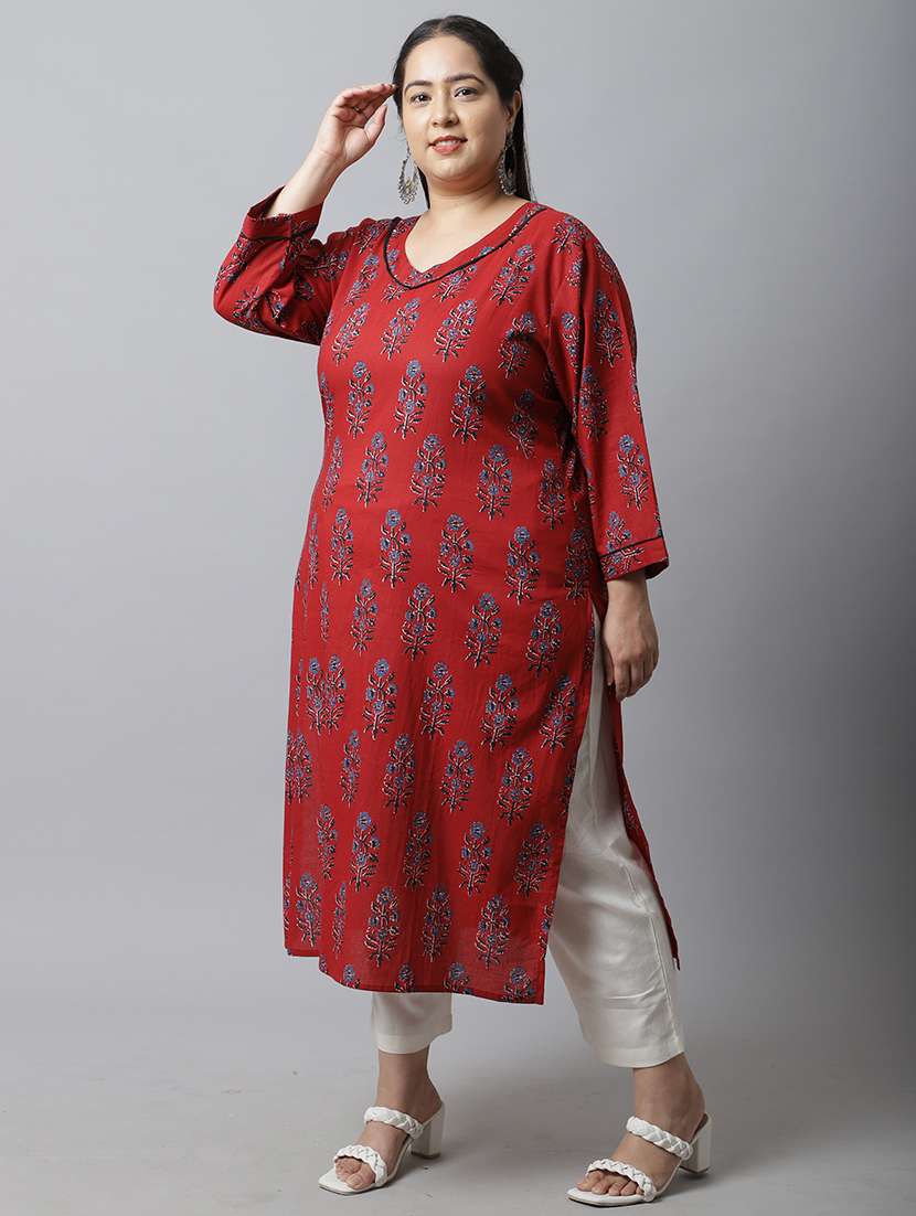 women plus size floral printed straight kurta - 21745895 -  Standard Image - 1