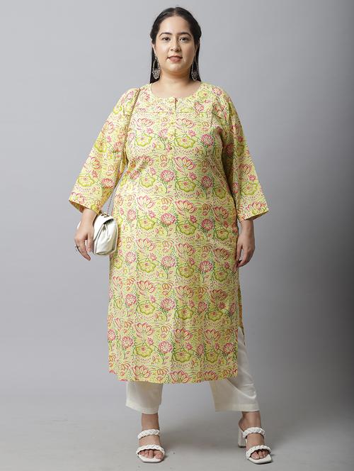 women plus size floral printed straight kurta - 21745899 - Standard Image - 0