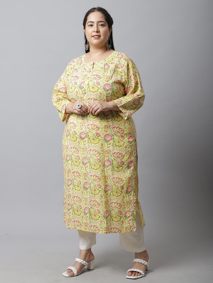 women plus size floral printed straight kurta - 21745899 - Standard Image - 1