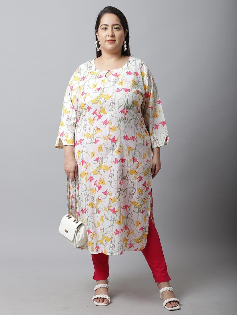 women plus size floral printed straight kurta - 21745900 - Zoom Image - 0