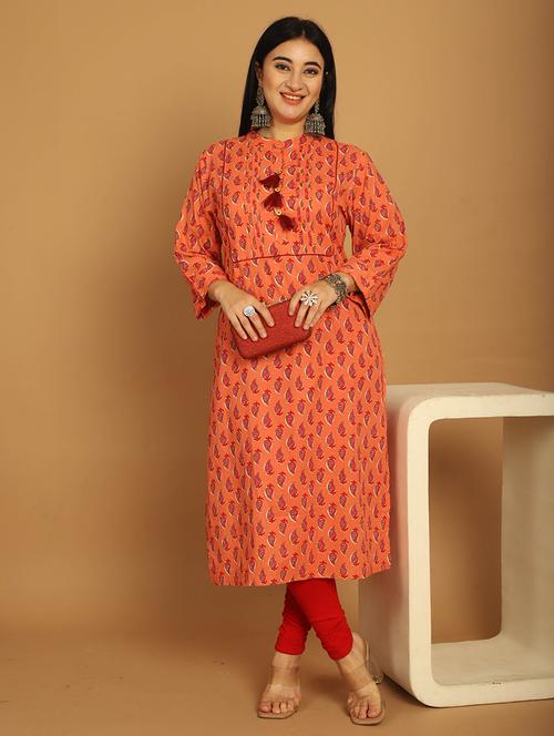 women printed three quarter sleeve straight kurta - 21745910 -  Standard Image - 0