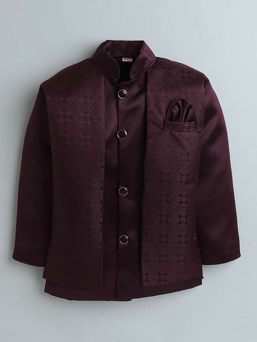 boys self design sherwani with jacket - 21745940 -  Standard Image - 1