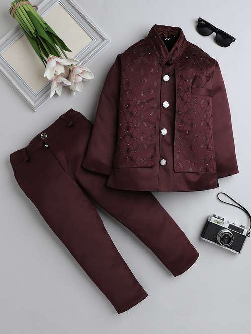 boys embroidered sherwani with jacket - 21745943 - Standard Image - 0