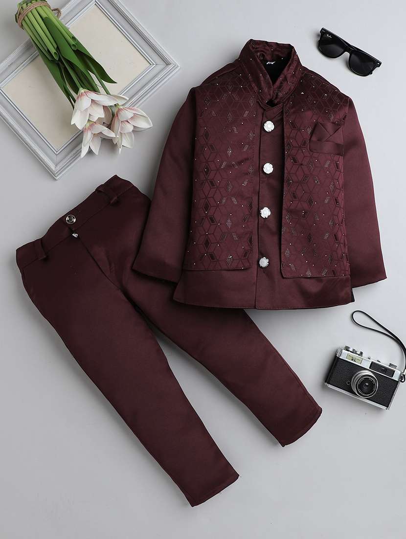 boys embroidered sherwani with jacket - 21745943 - Zoom Image - 0