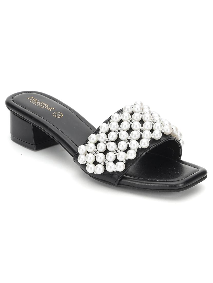 women embellished slip on block heel sandal - 21745964 - Zoom Image - 0