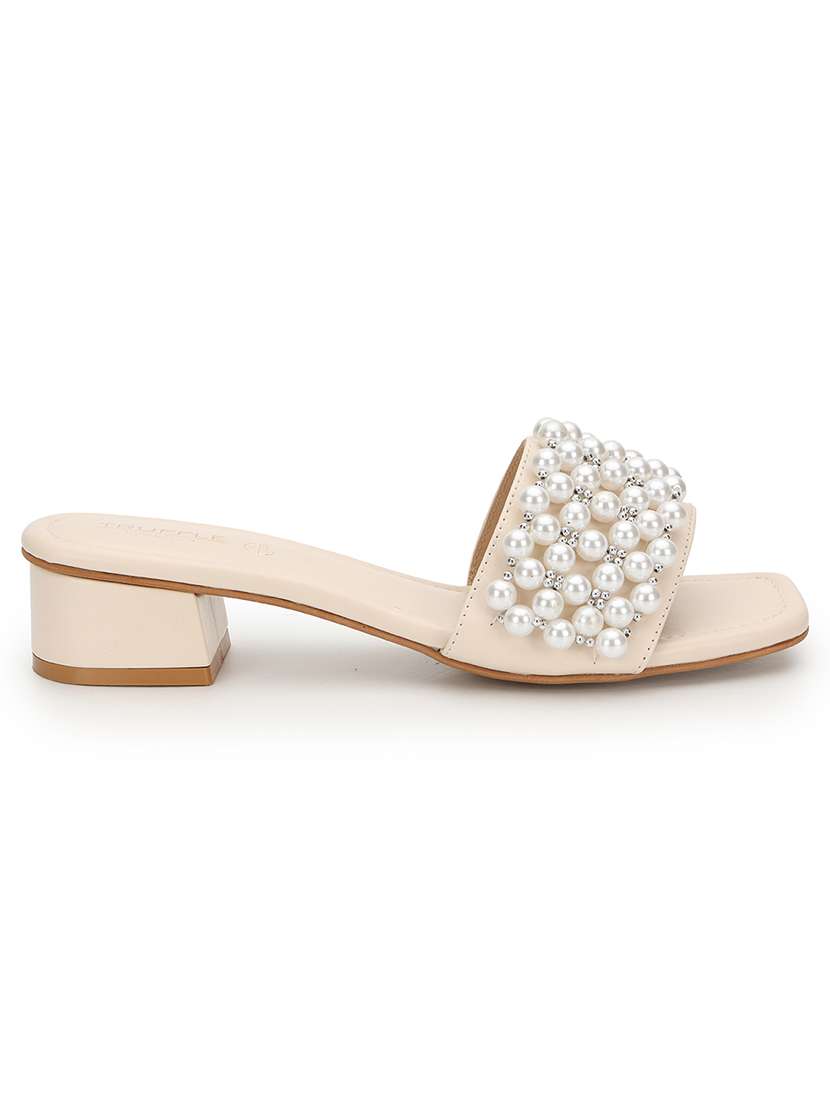 women embellished slip on block heel sandal - 21745965 -  Standard Image - 1