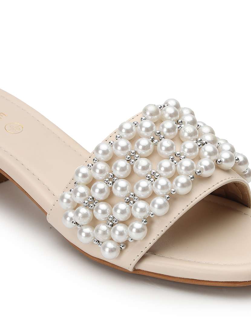 women embellished slip on block heel sandal - 21745965 -  Standard Image - 4