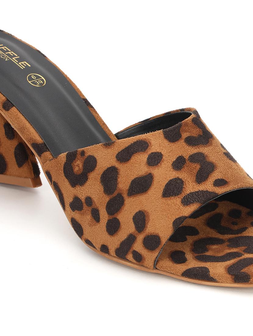 women animal print slip on block heel sandal - 21745967 - Standard Image - 4