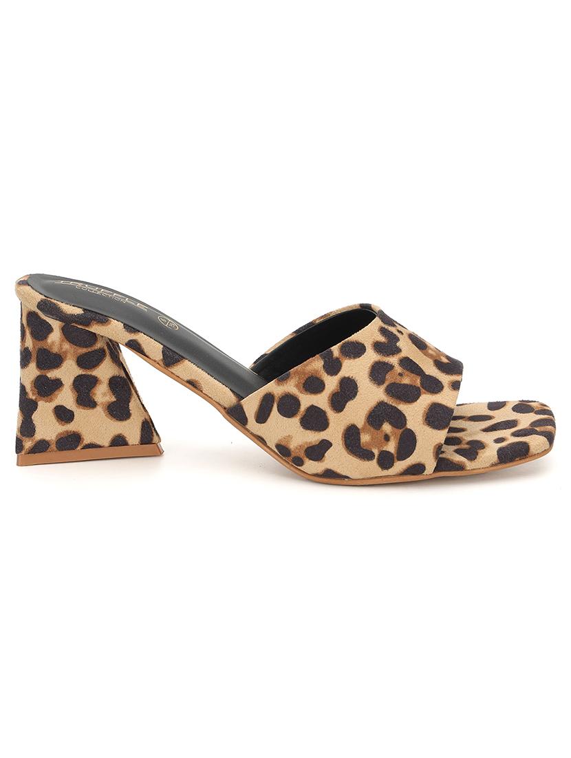 women animal print slip on block heel sandal - 21745968 - Standard Image - 1