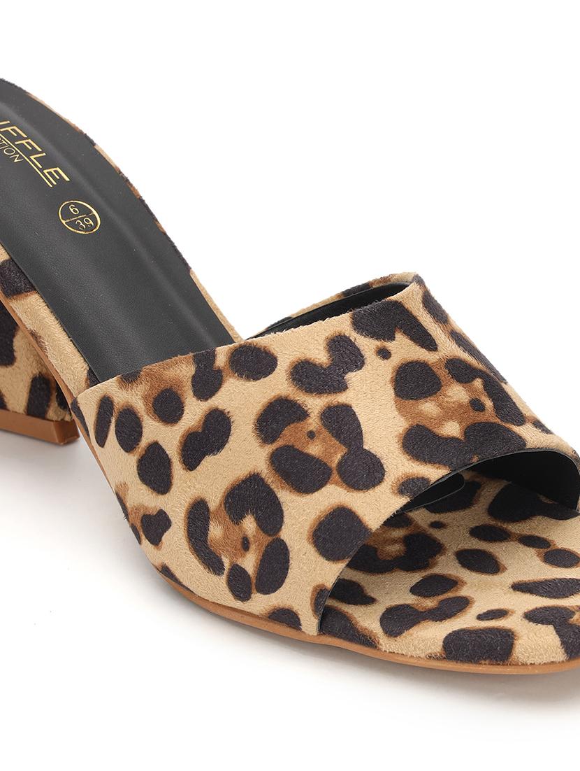 women animal print slip on block heel sandal - 21745968 - Standard Image - 4