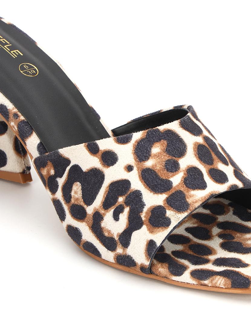 women animal print slip on block heel sandal - 21745969 - Standard Image - 4