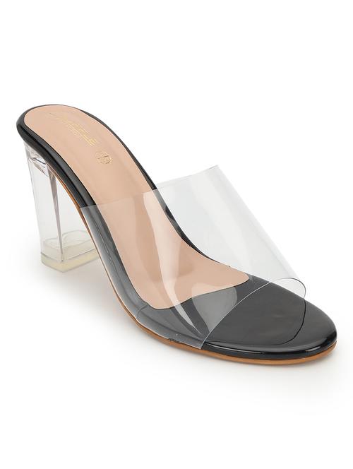 women transparent slip on block heel sandal - 21745970 - Standard Image - 0