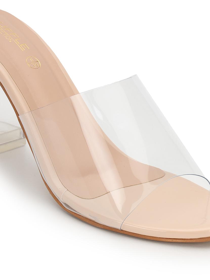 women transparent slip on block heel sandal - 21745971 - Standard Image - 4