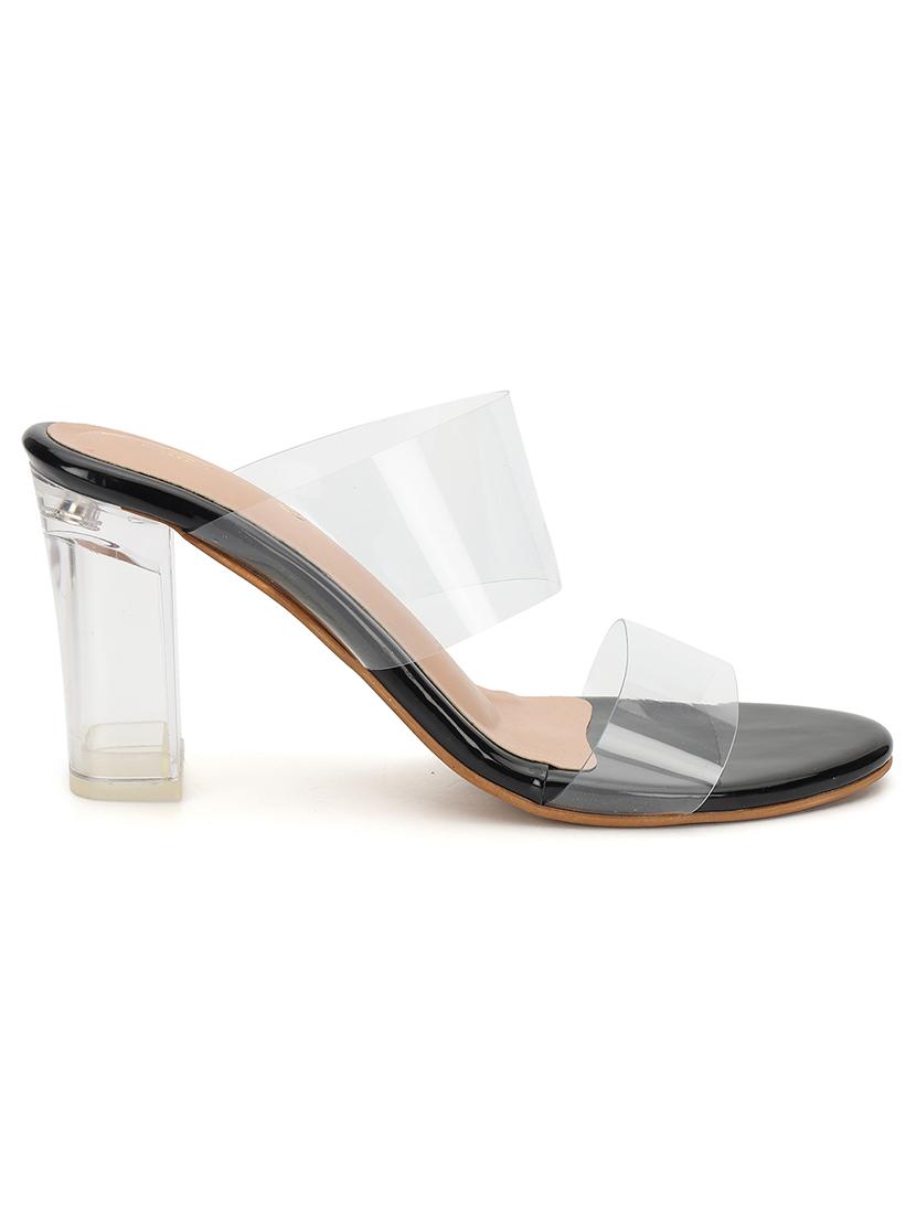 women transparent slip on block heel sandal - 21745972 -  Standard Image - 1