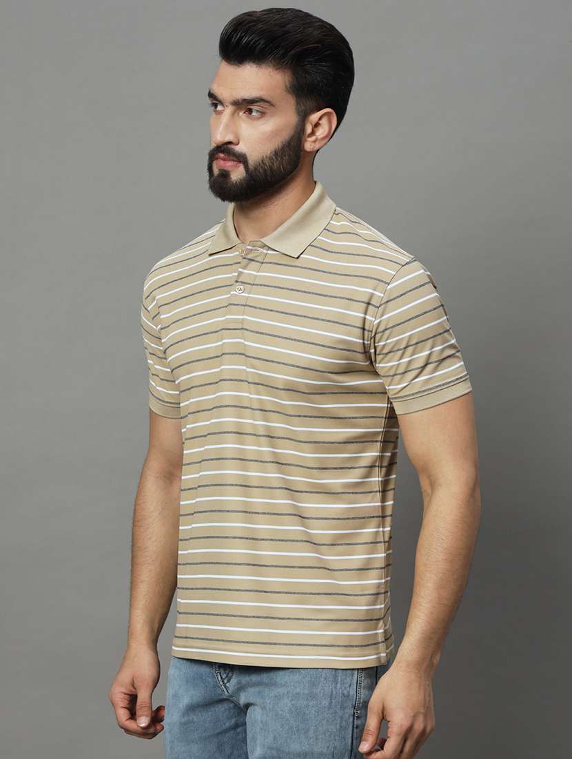 men short sleeves striped polo t-shirt - 21745976 - Standard Image - 1