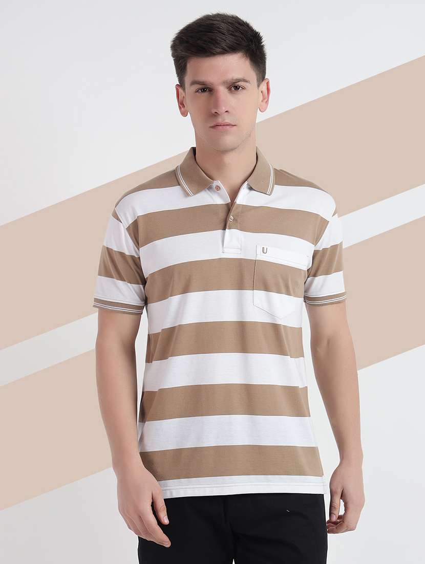 men short sleeves striped polo t-shirt