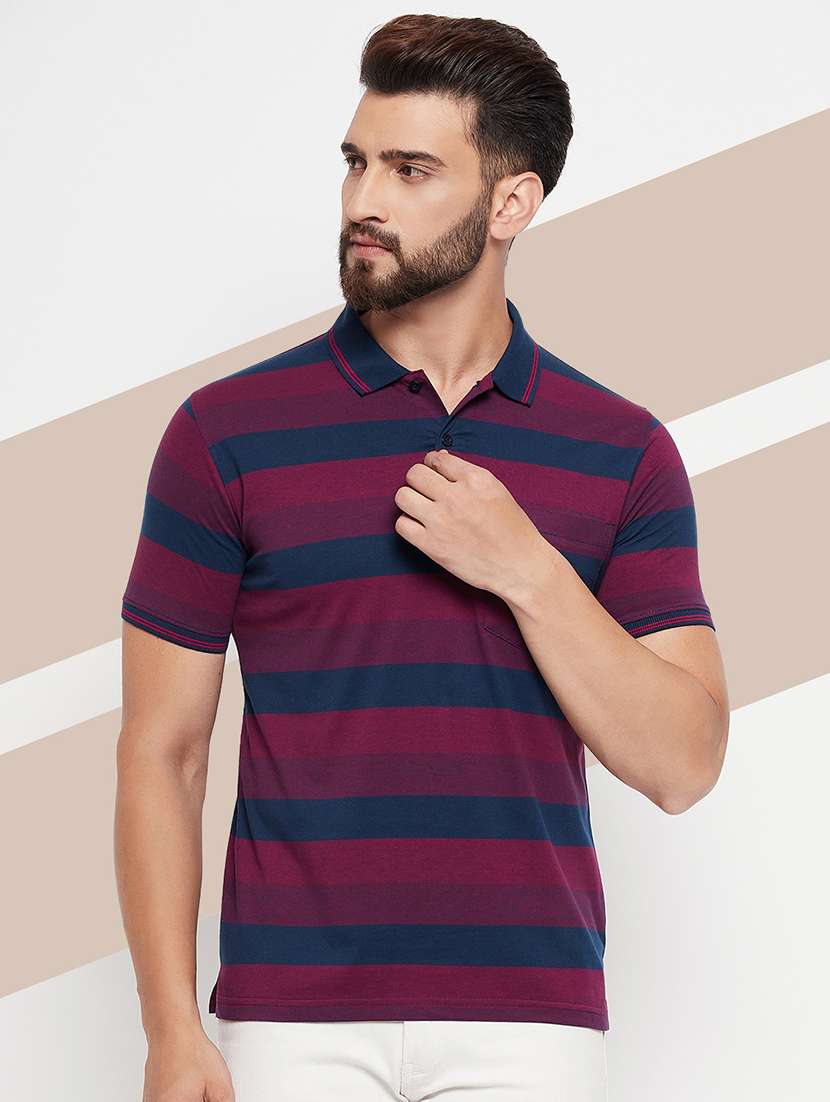 men short sleeves striped polo t-shirt