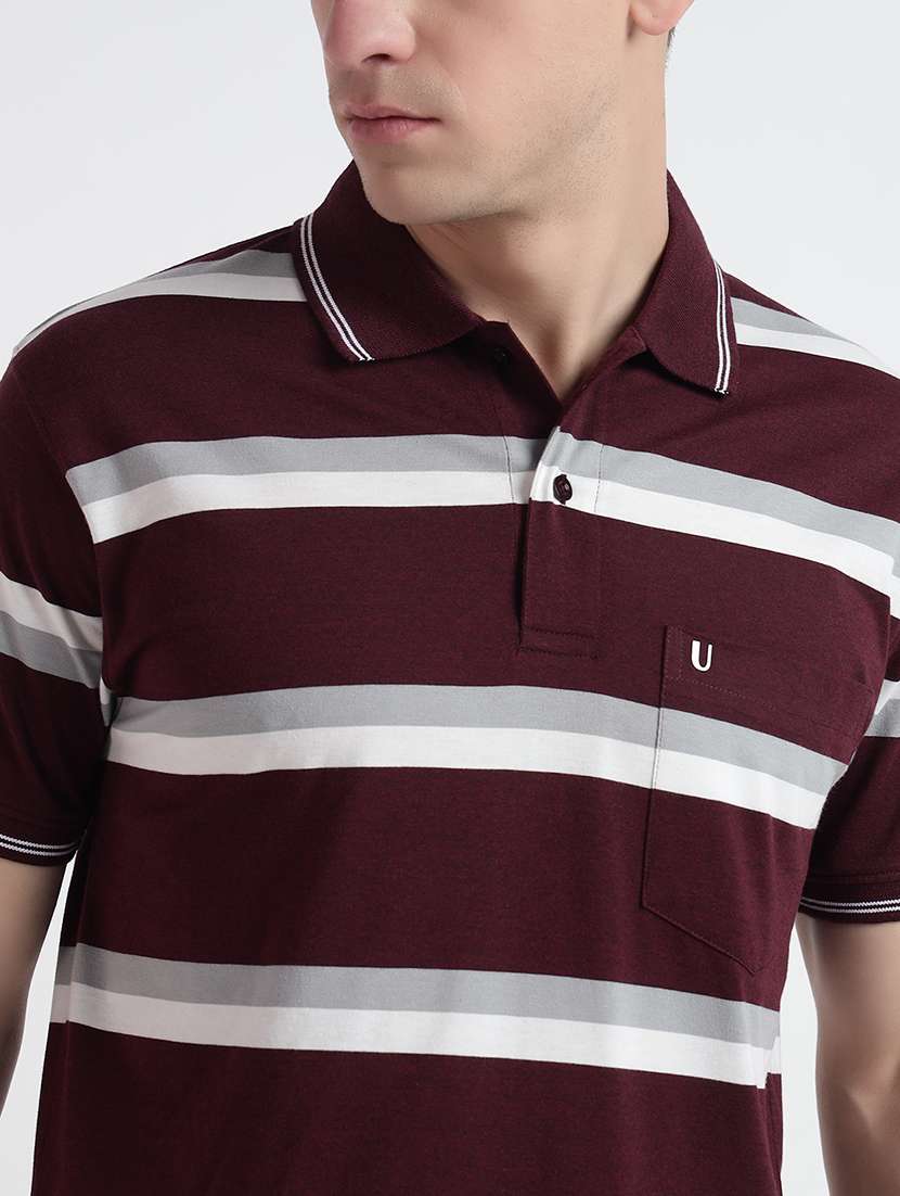 men short sleeves striped polo t-shirt - 21745983 - Standard Image - 4