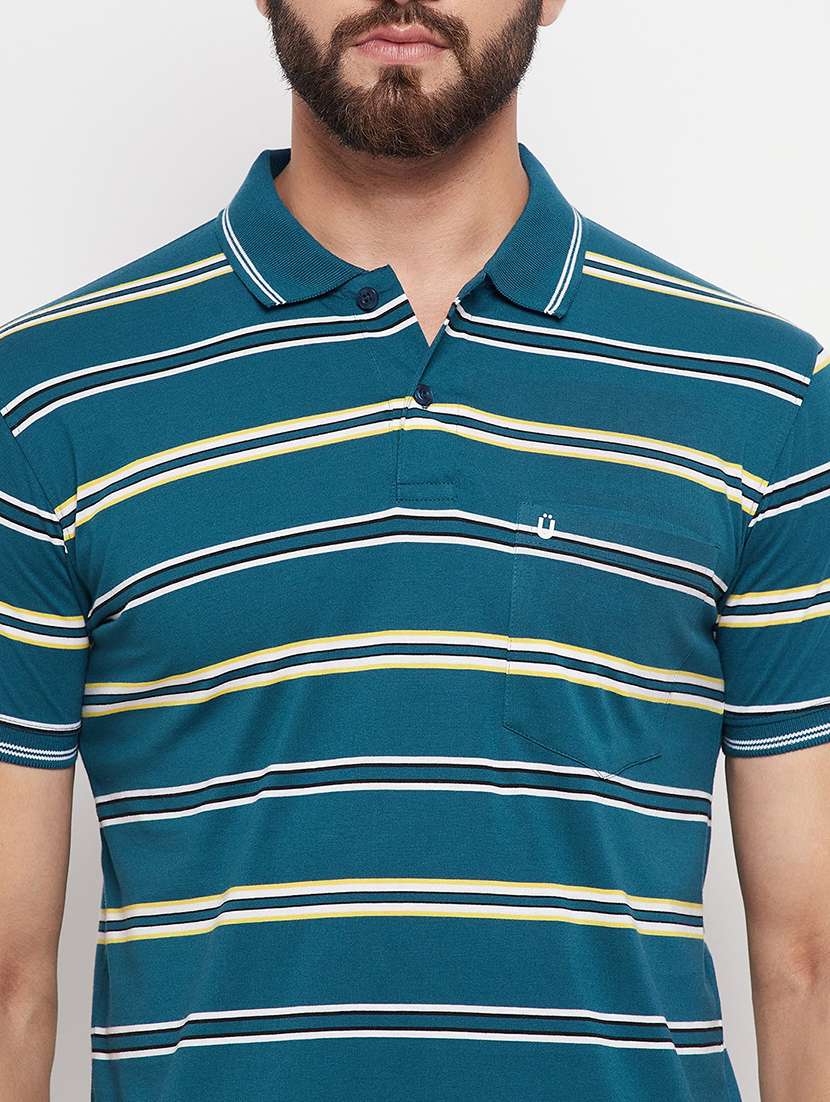 men short sleeves striped polo t-shirt - 21745989 - Standard Image - 4