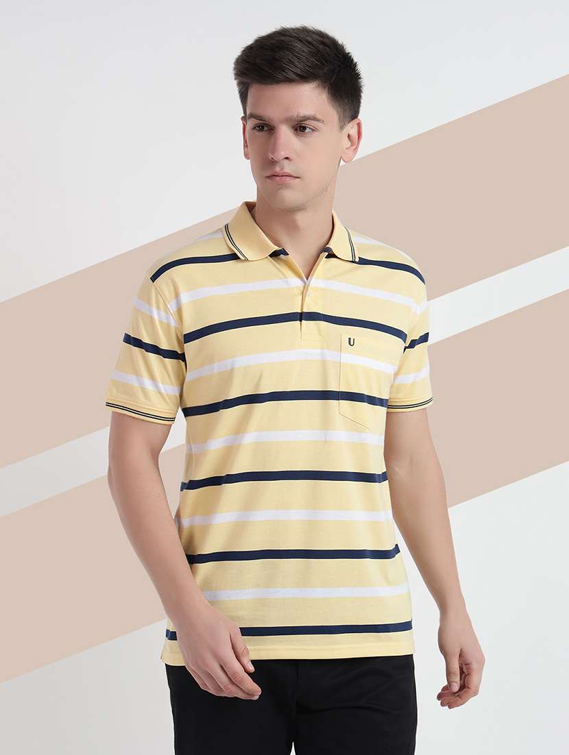 men short sleeves striped polo t-shirt