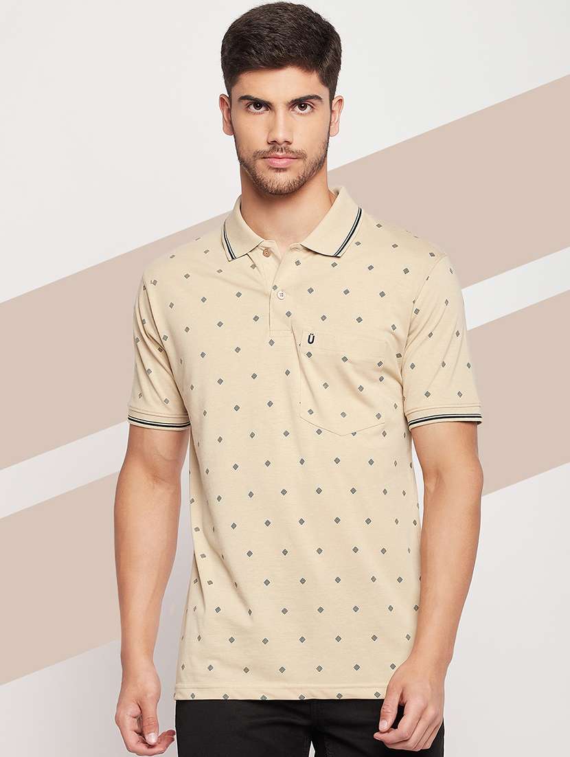men short sleeves printed polo t-shirt