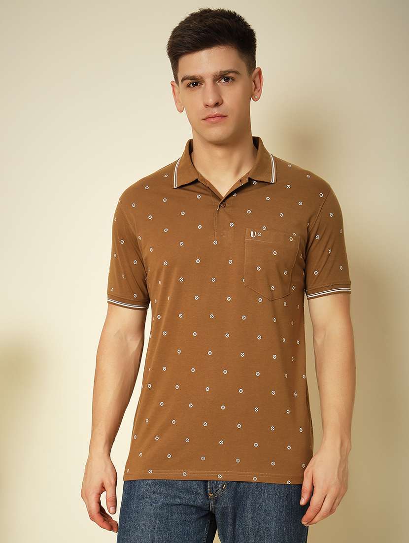 men short sleeves printed polo t-shirt