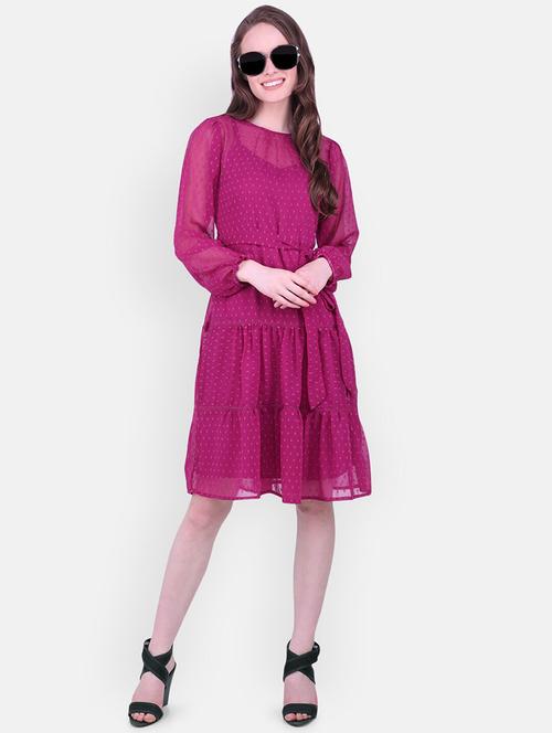 women dobby tiered dress - 21746140 -  Standard Image - 0