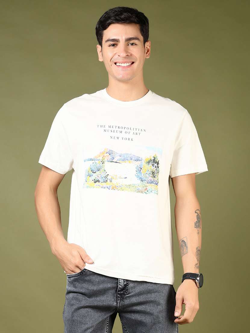 men chest print short sleeve regular fit t-shirt - 21746172 -  Standard Image - 1