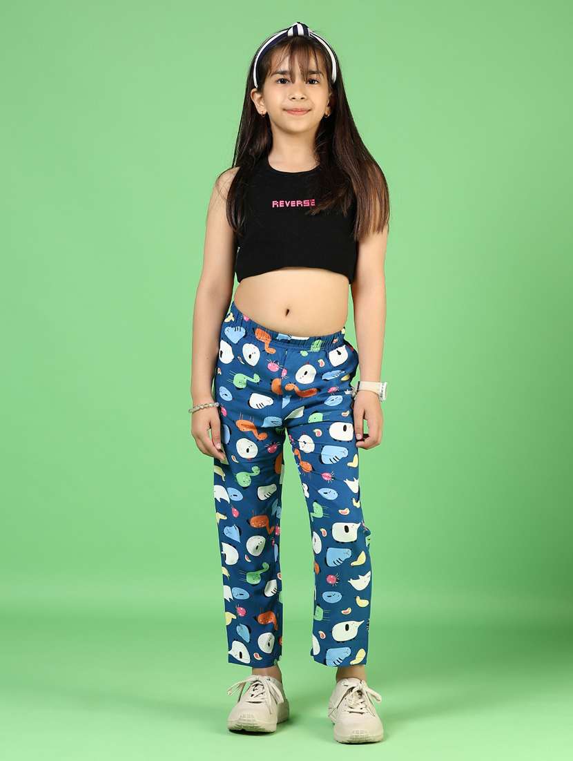 girls printed mid rise casual trouser - 21746175 -  Standard Image - 4