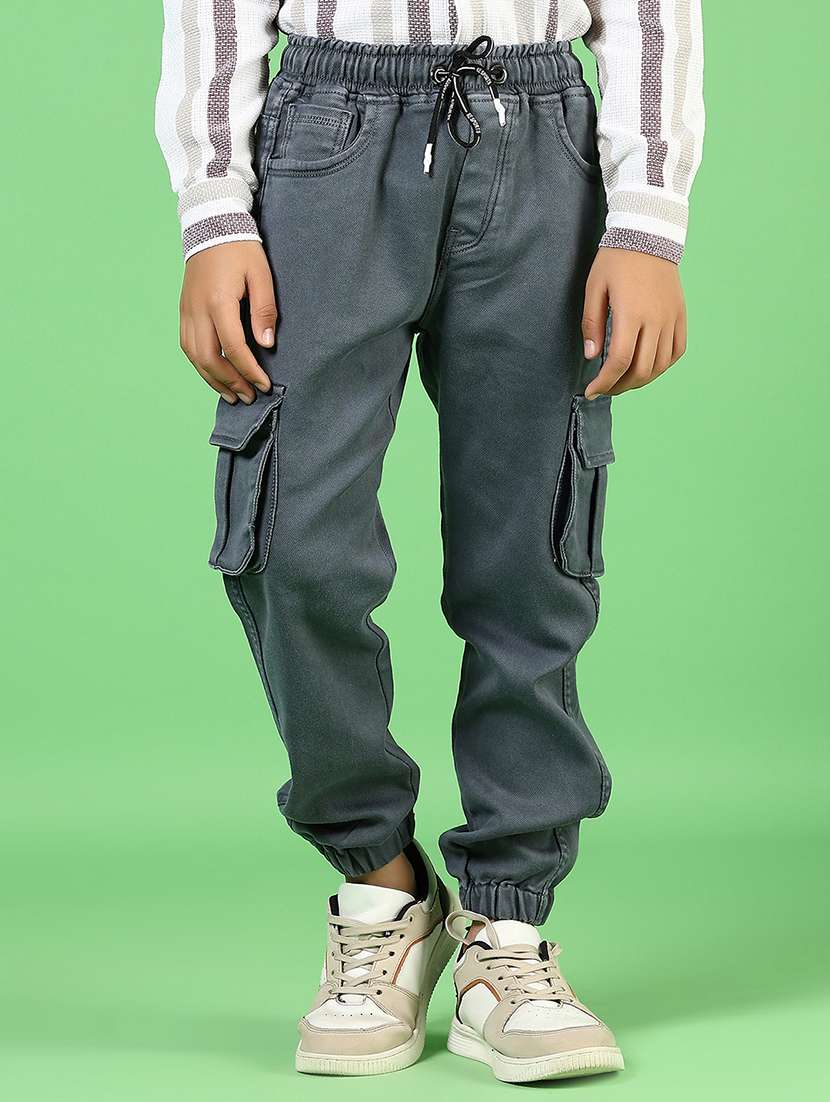 boys solid mid rise relaxed fit cargo - 21746185 -  Standard Image - 1
