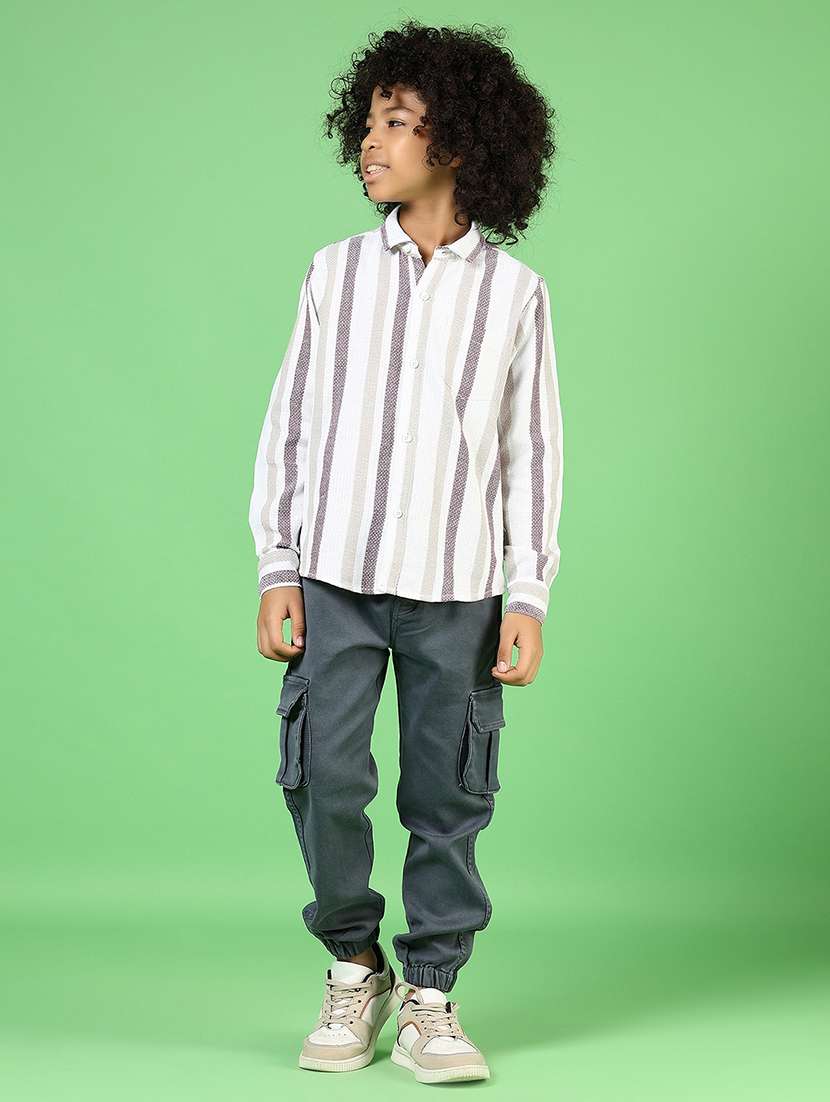boys solid mid rise relaxed fit cargo - 21746185 -  Standard Image - 6