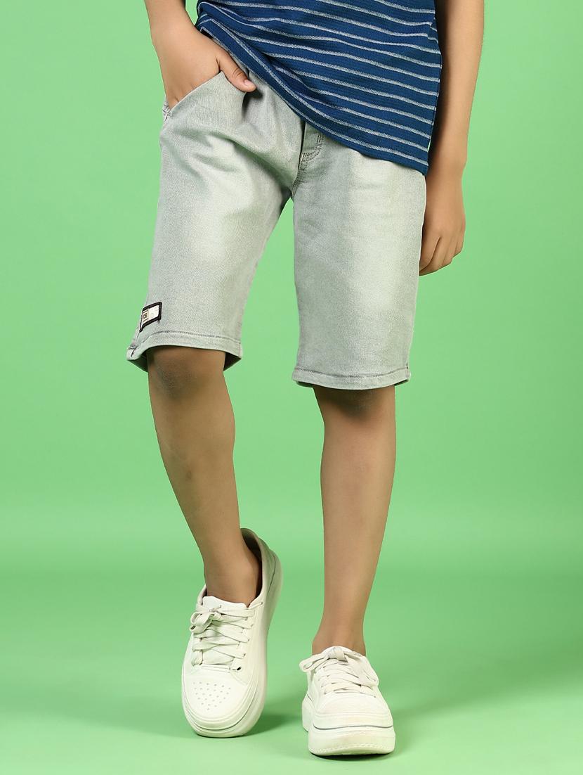 boys solid mid rise denim shorts - 21746189 - Standard Image - 1