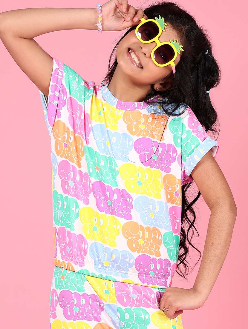 girls printed top & trouser co-ords set