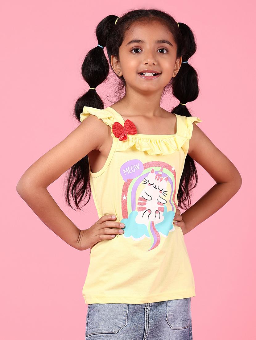 girls printed sleeveless top - 21746196 - Standard Image - 1