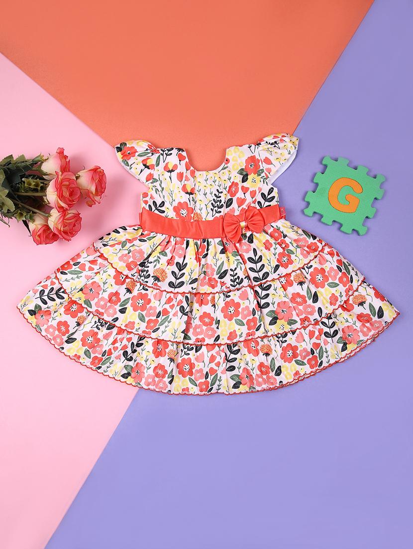 girls floral printed round neck frock - 21746208 - Standard Image - 1
