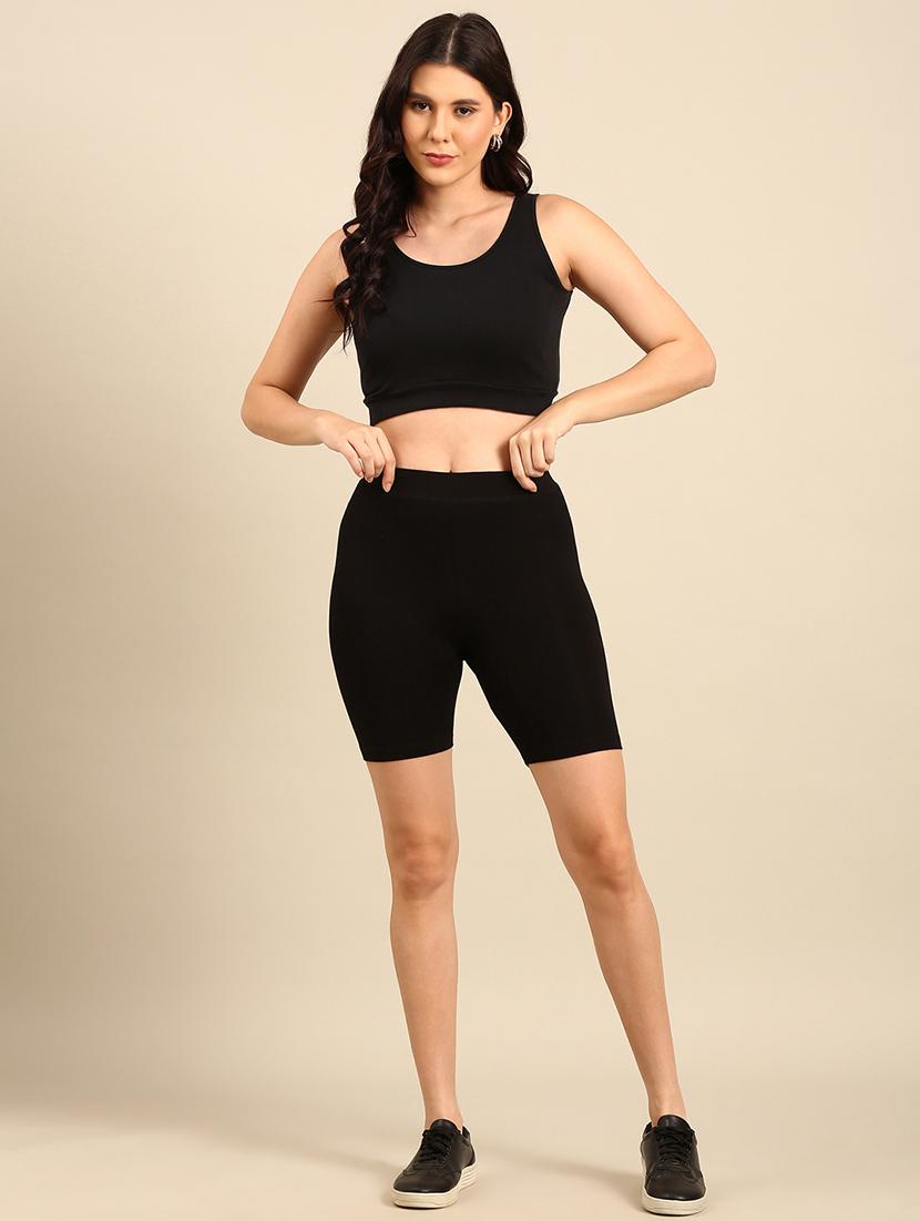 women solid mid rise cycling shorts - 21746316 - Standard Image - 4
