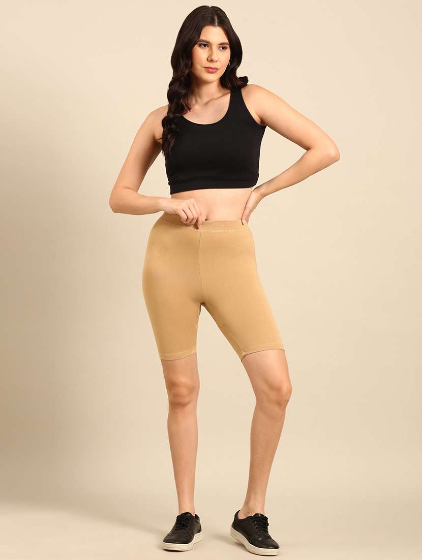 women solid mid rise cycling shorts - 21746317 - Standard Image - 4