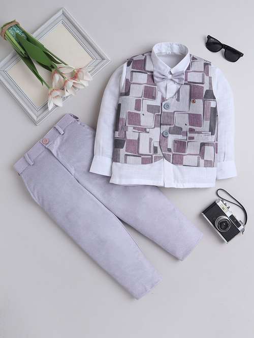 boys printed three piece suit set - 21746364 - Standard Image - 0
