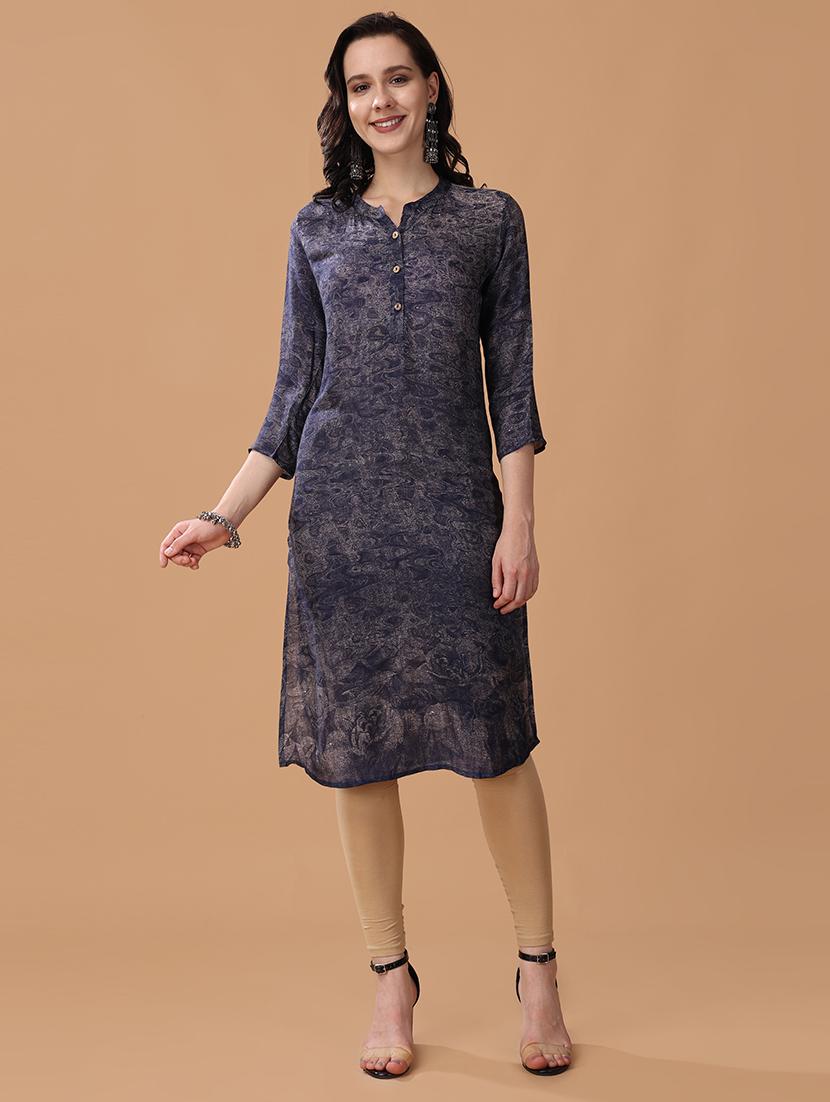 women three quarter sleeve straight kurta - 21746454 - Zoom Image - 0