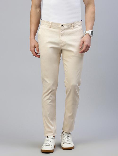 men mid rise solid flat front casual trouser - 21746572 - Standard Image - 0
