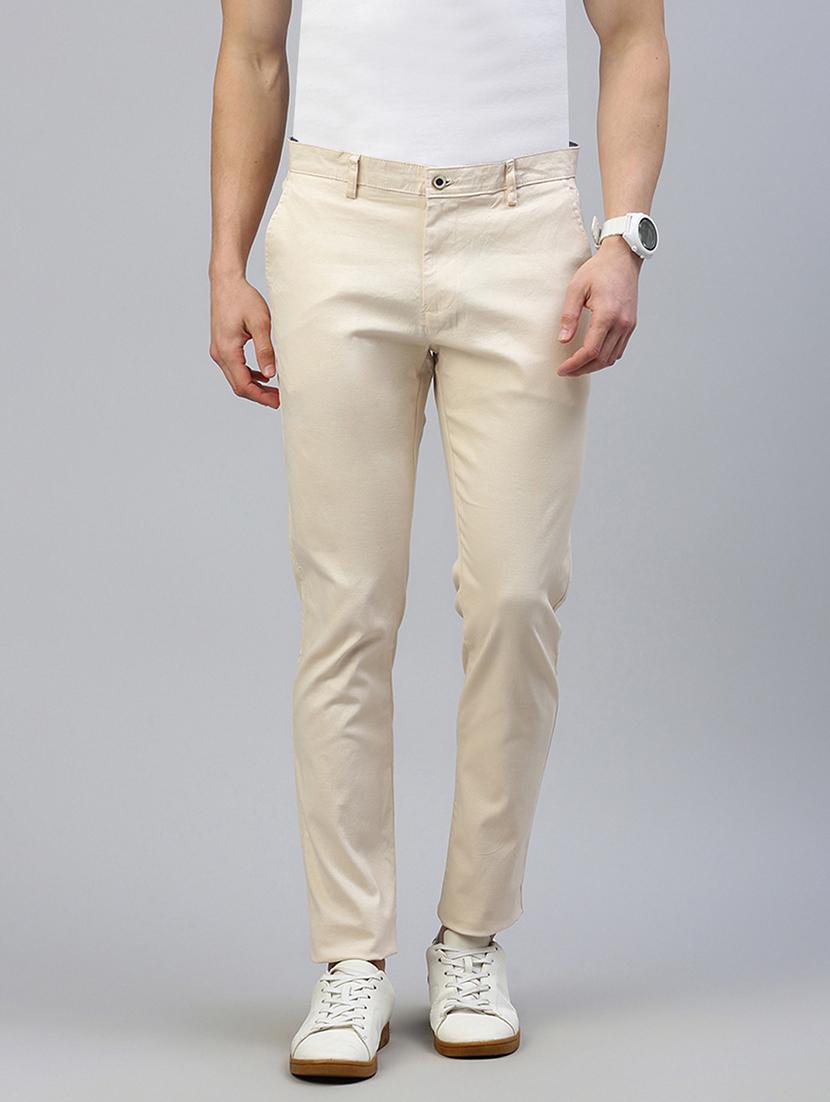 men mid rise solid flat front casual trouser - 21746572 - Zoom Image - 0