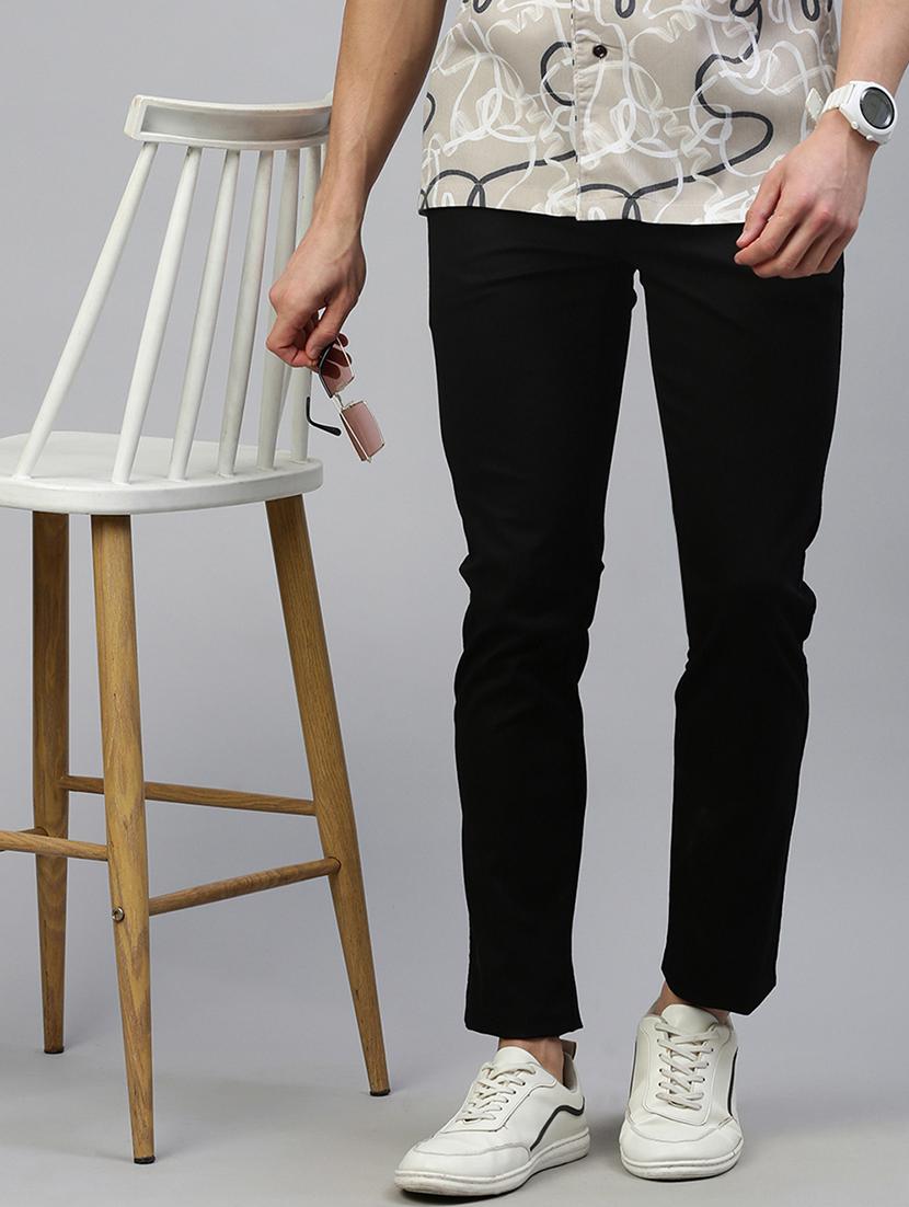 men mid rise solid flat front casual trouser - 21746576 -  Standard Image - 1