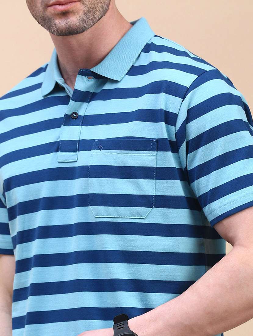 men short sleeves striped polo t-shirt - 21746597 -  Standard Image - 4