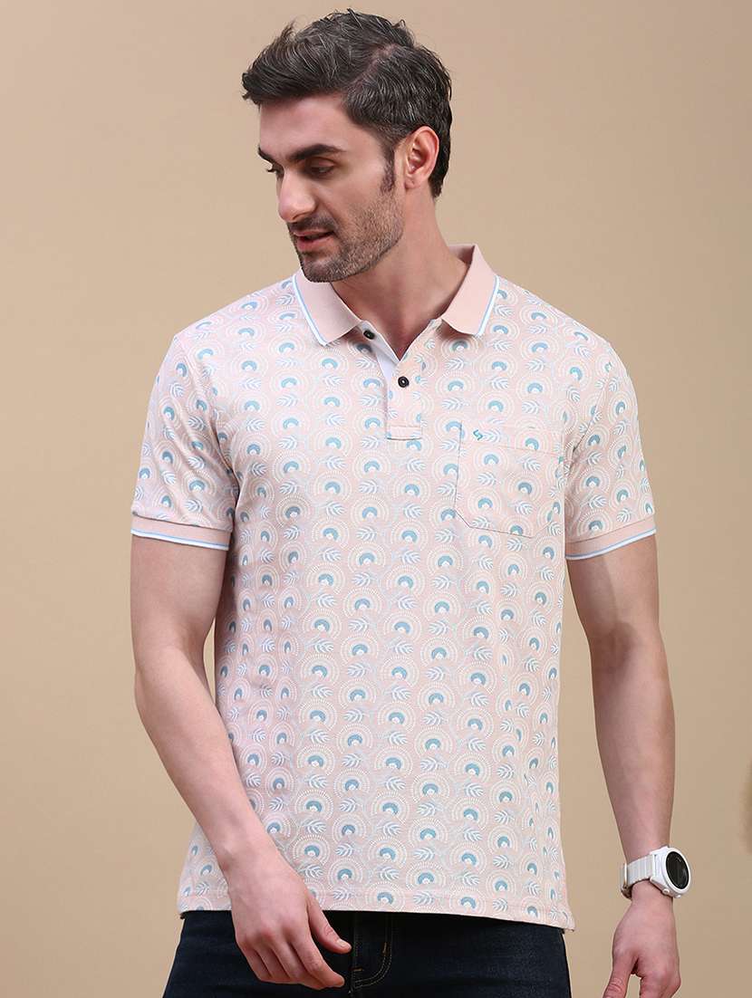 men short sleeves printed polo t-shirt