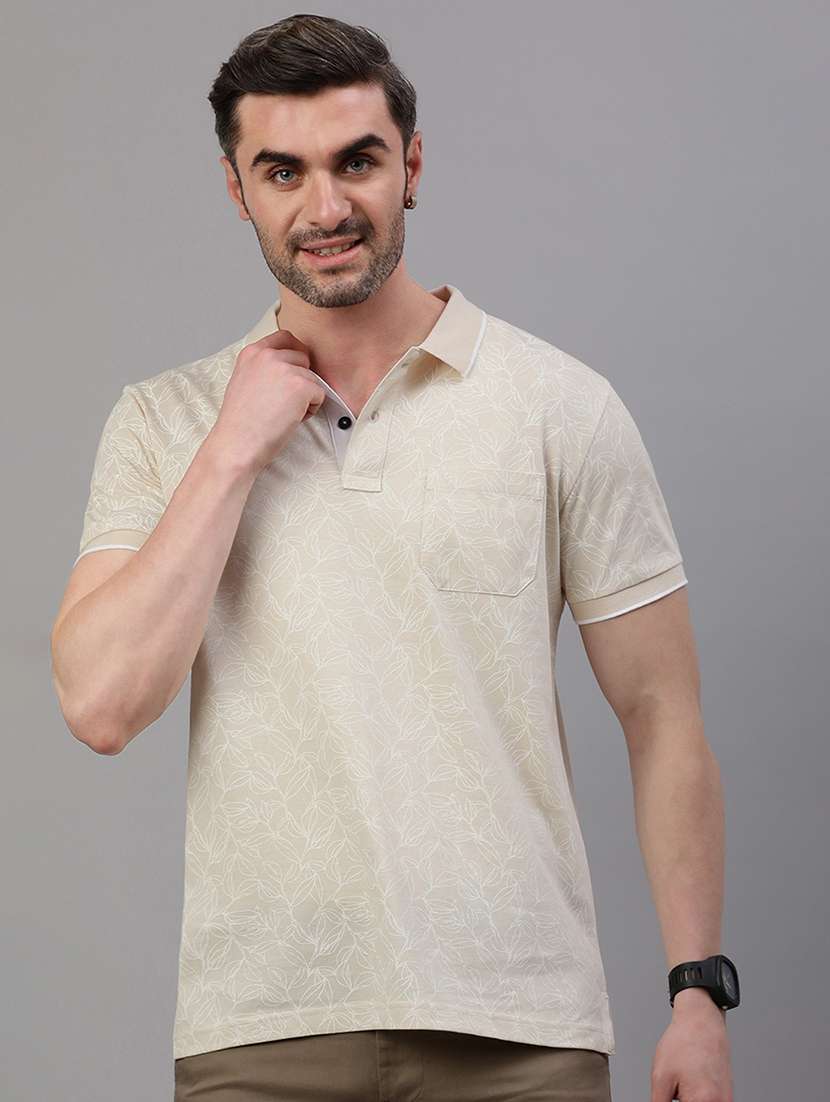 men short sleeves printed polo t-shirt