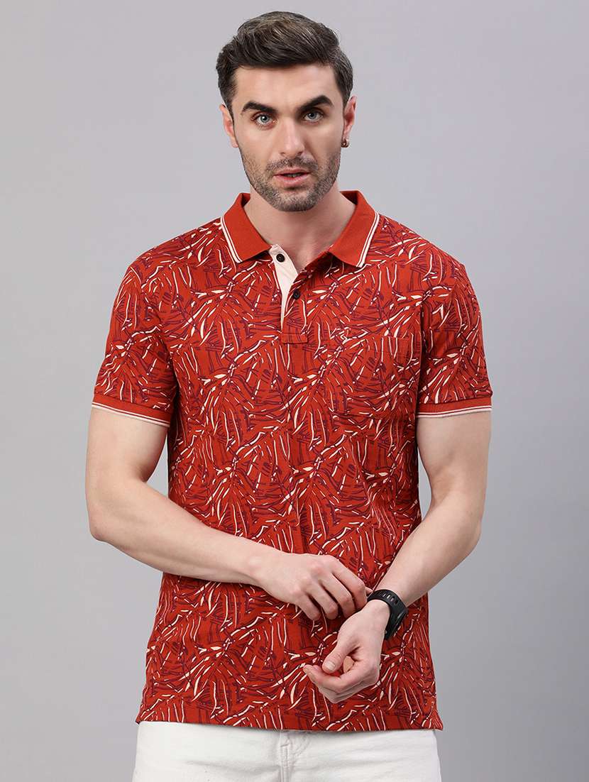 men short sleeves printed polo t-shirt
