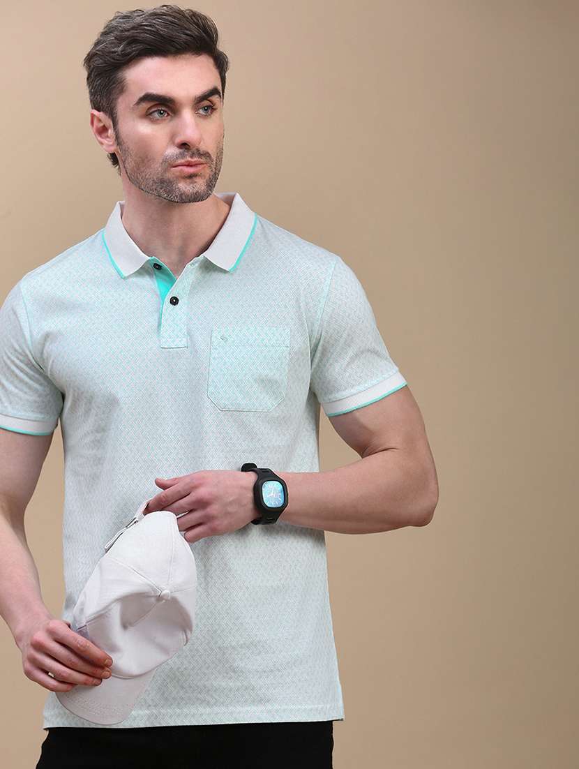 men printed short sleeves polo t-shirt - 21746610 -  Standard Image - 1