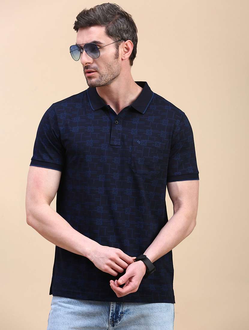 men short sleeves printed polo t-shirt