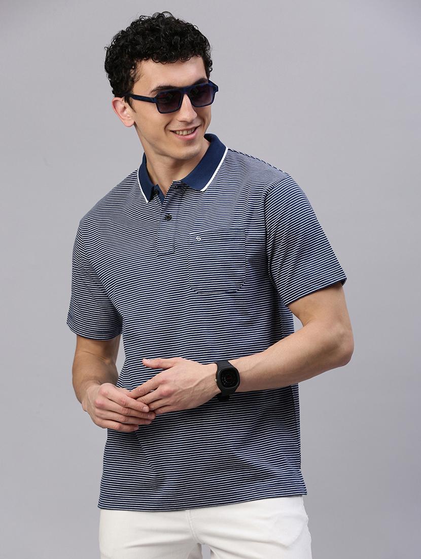 men striped short sleeves polo t-shirt - 21746620 - Standard Image - 1